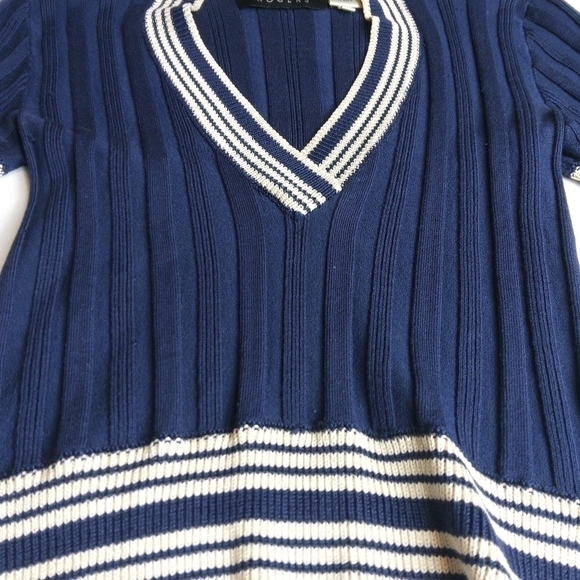 Vintage Y2K "Wayne Rogers" Silk blend v-neck ribbed sweater top medium, perfect! - Picture 5 of 7